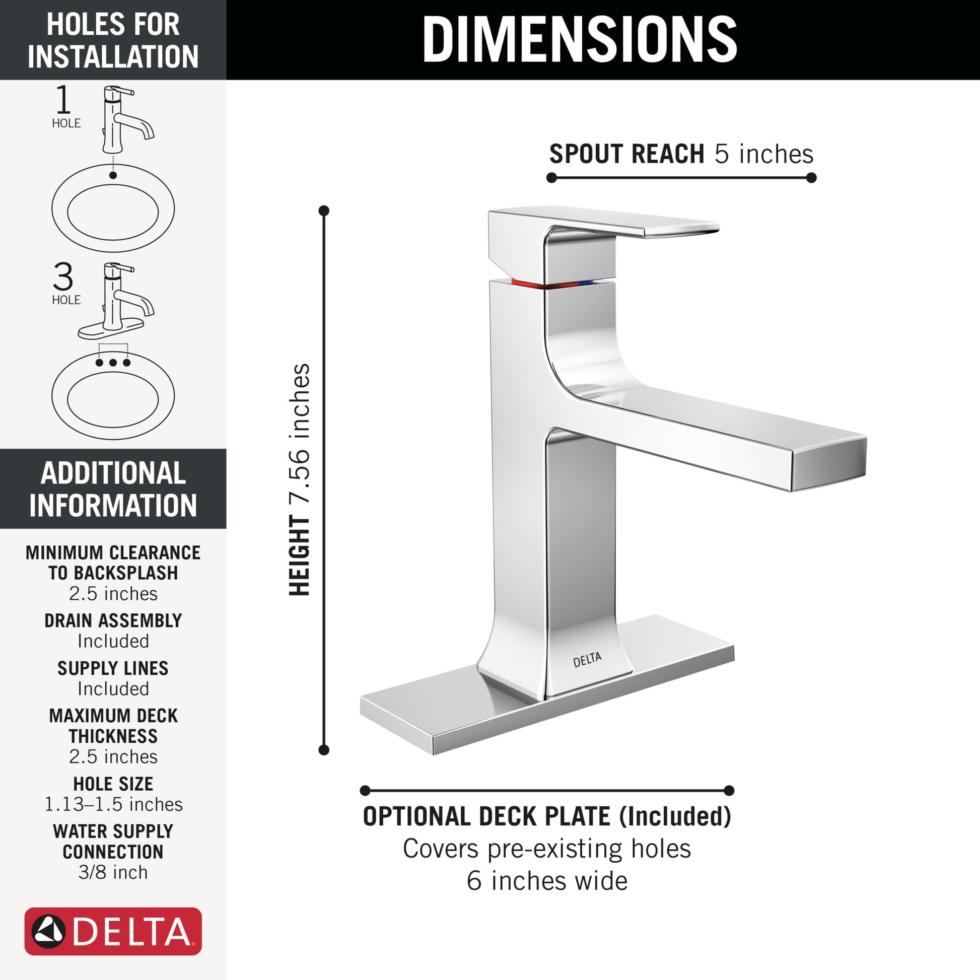 Velum Single Handle Bathroom Faucet in Chrome