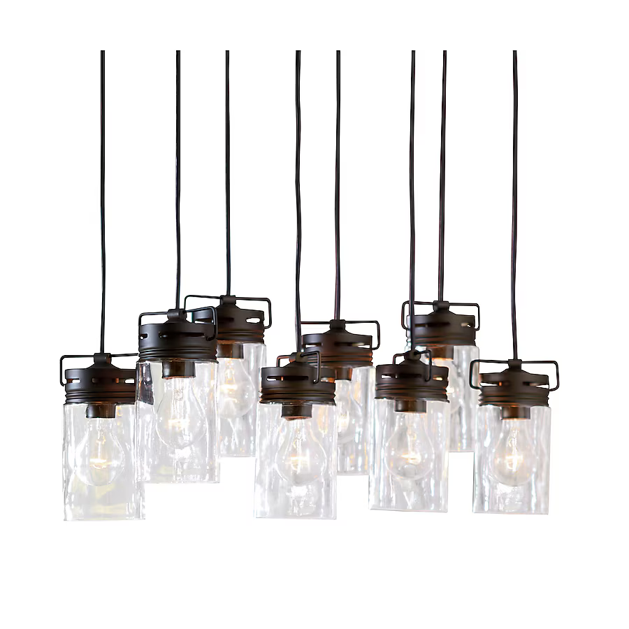 Alpine Reserve Vallymede 8-Light Aged Bronze Farmhouse Clear Glass Jar Large Hanging Pendant Light, B10006  #0575041 *JR2509, Retail: $179.98, FINAL PRICE: $99.99 + TAX