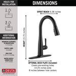 Delta Essa Matte Black Single Handle Deck-mount Pull-down Kitchen Faucet with Sprayer (Includes Deck Plate)