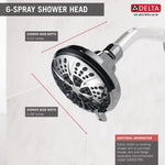 Delta Shower Head 2.5 GPM 6-Setting in Chrome, 75661D, MRSP: $32.85, FINAL PRICE: $ + TAX