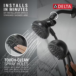 Delta Anywhere Mount 5.0 -Spray Matte Black 4.5-in Round High Pressure Shower Head with Handheld Combo 2.5 GPM