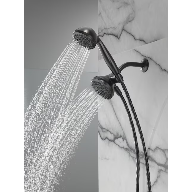 Delta Anywhere Mount 5.0 -Spray Matte Black 4.5-in Round High Pressure Shower Head with Handheld Combo 2.5 GPM