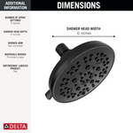Delta Universal Showering Components 5.0 -Spray Matte Black 6-in Round High Pressure Shower Head 1.75 G.  PM