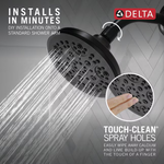 Delta Universal Showering Components 5.0 -Spray Matte Black 6-in Round High Pressure Shower Head 1.75 G.  PM