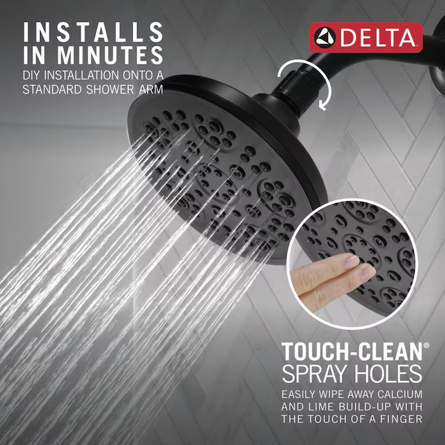 Delta Universal Showering Components 5.0 -Spray Matte Black 6-in Round High Pressure Shower Head 1.75 G.  PM
