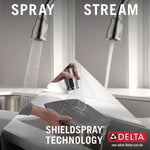 Delta Leland Single Handle Pull-Down Kitchen Faucet with ShieldSpray Technology in Spotshield Stainless Steel, 9178-SP-DST, MRSP: $585, FINAL PRICE: $ + TAX