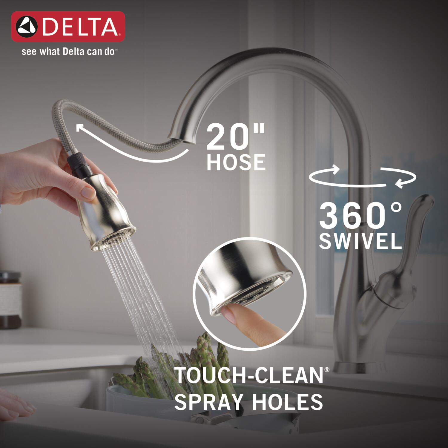 Delta Leland Single Handle Pull-Down Kitchen Faucet with ShieldSpray Technology in Spotshield Stainless Steel, 9178-SP-DST, MRSP: $247.09, FINAL PRICE: $99.99 + TAX
