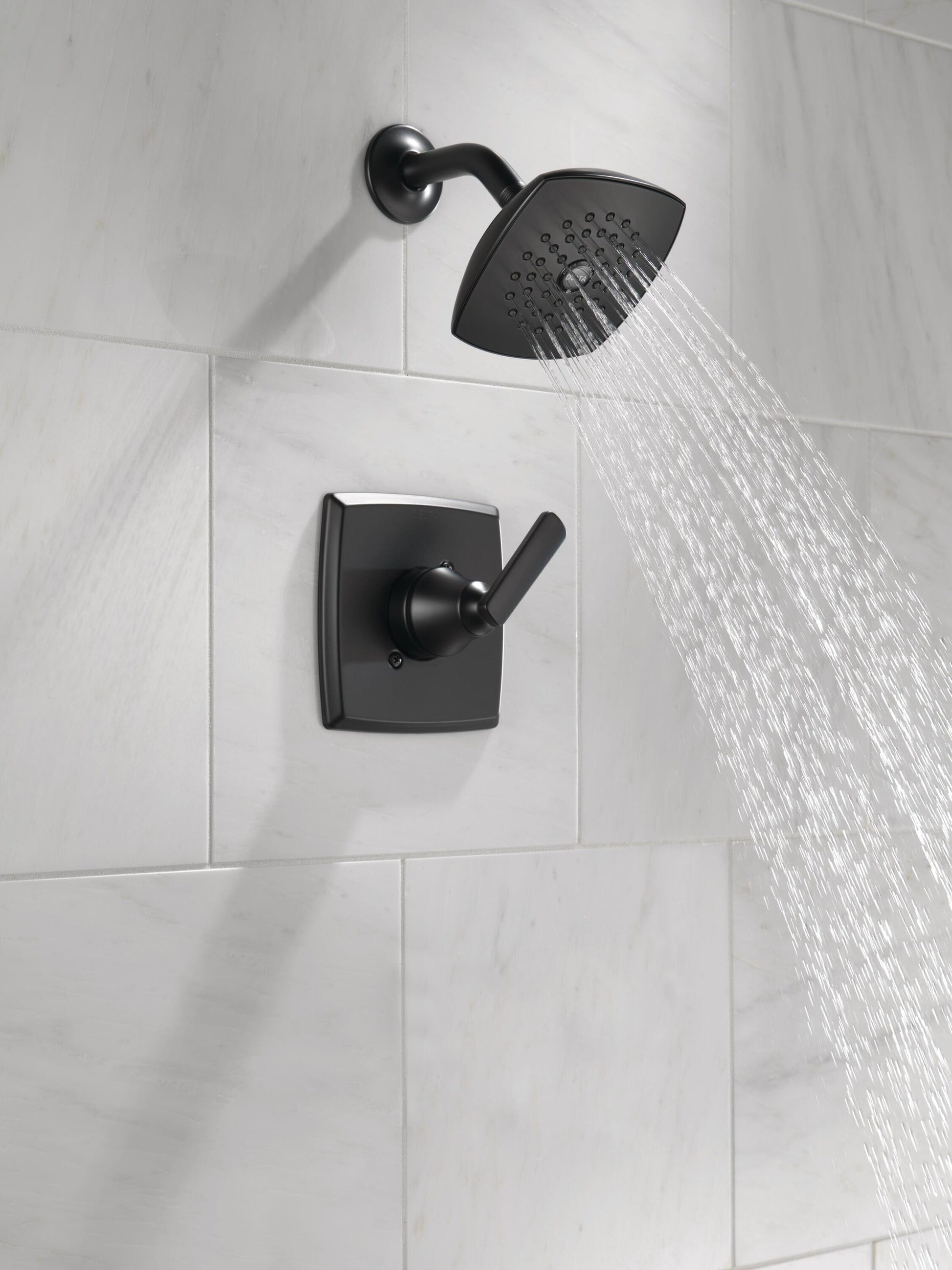Delta Ashlyn Matte Black 1-handle Single function 5.25-in Square Shower Faucet ( Valve not Included )