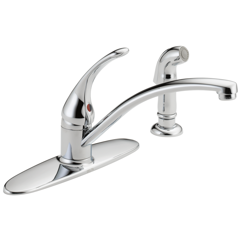 Delta Foundations Single Handle Kitchen Faucet with Spray in Chrome, B4410LF, MRSP: $146.3, FINAL PRICE: $ + TAX