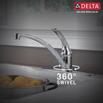 Delta Foundations Single Handle Kitchen Faucet with Spray in Chrome, B4410LF, MRSP: $146.3, FINAL PRICE: $ + TAX