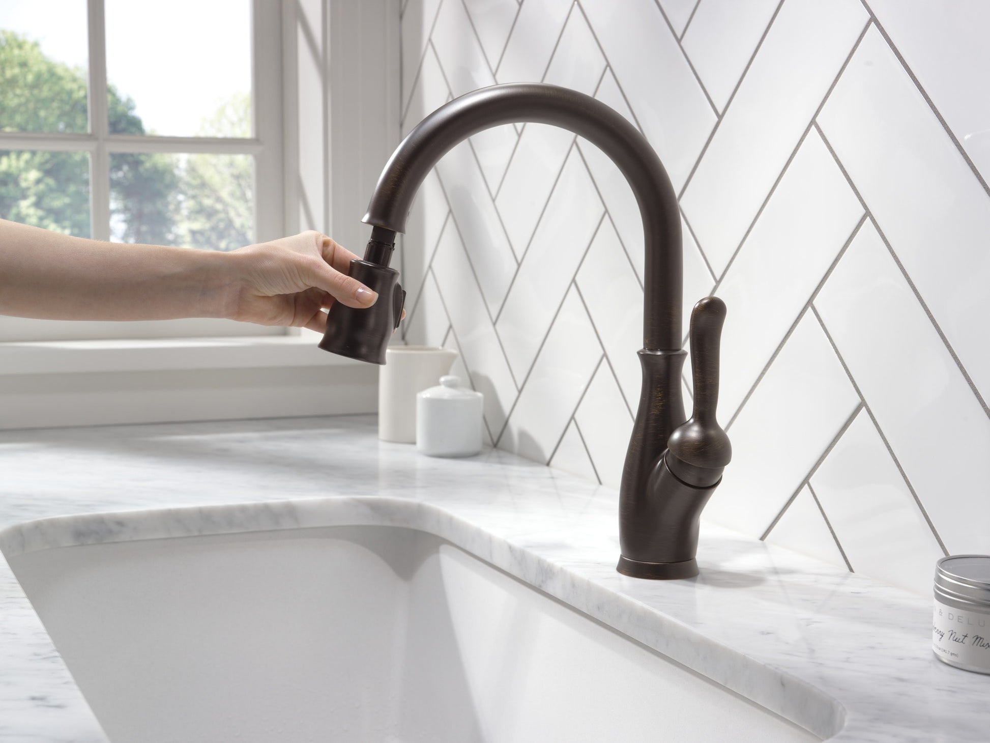 Delta Leland Single Handle Pull-Down Kitchen Faucet with ShieldSpray Technology in Venetian Bronze, 9178-RB-DST, MRSP: $756, FINAL PRICE: $ + TAX