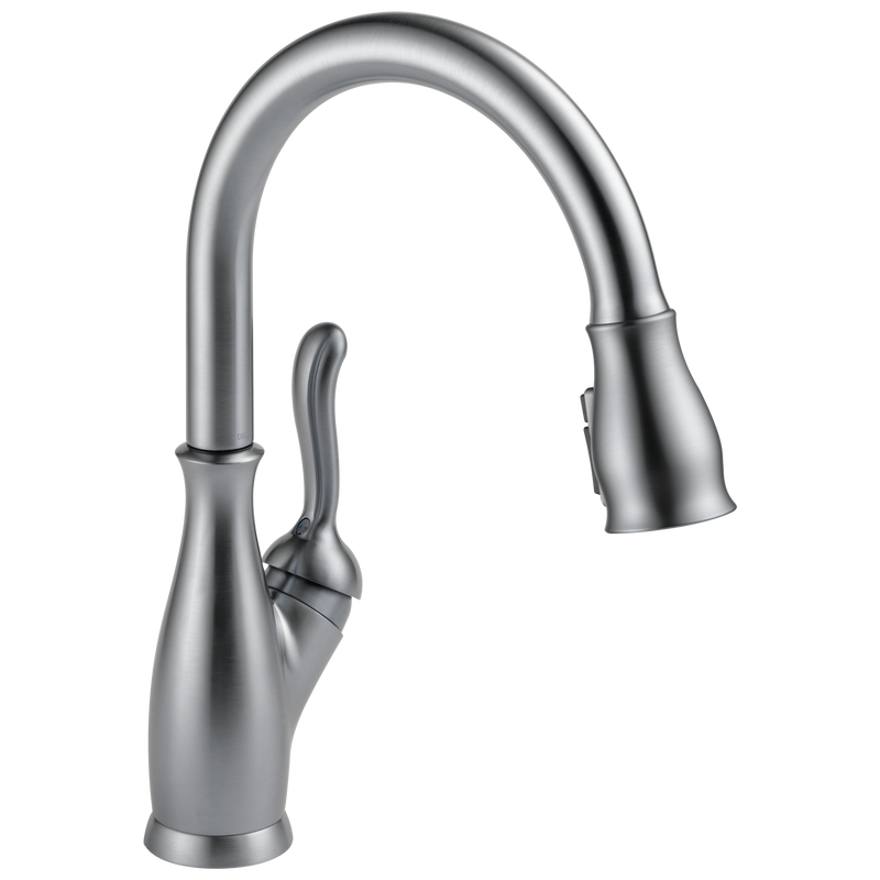 Delta Leland Single Handle Pull-Down Kitchen Faucet with ShieldSpray Technology in Arctic Stainless, 9178-AR-DST, MRSP: $585, FINAL PRICE: $ + TAX