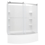 American Standard Elevate Brushed Nickel 58-in to 58-1/2-in W x 59.96-Inches H Framed Sliding Soft Close Bathtub door, AM00837400.295, 3492068, JR2202