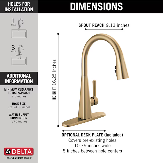Delta Lenta Gold Champagne Bronze Single Handle Deck-mount Pull-down Kitchen Faucet with Sprayer (Deck Plate Included), 19802Z-CZ-DST *HD2507, Retail: $591.65, FINAL PRICE: $149.99 + TAX