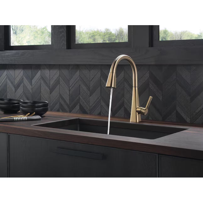 Delta Lenta Gold Champagne Bronze Single Handle Deck-mount Pull-down Kitchen Faucet with Sprayer (Deck Plate Included), 19802Z-CZ-DST *HD2507, Retail: $591.65, FINAL PRICE: $149.99 + TAX
