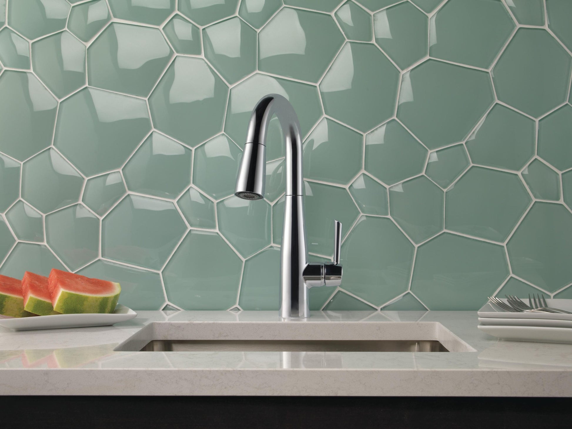 Delta Essa Chrome Single Handle Deck-mount Bar and Prep Kitchen Faucet with Sprayer