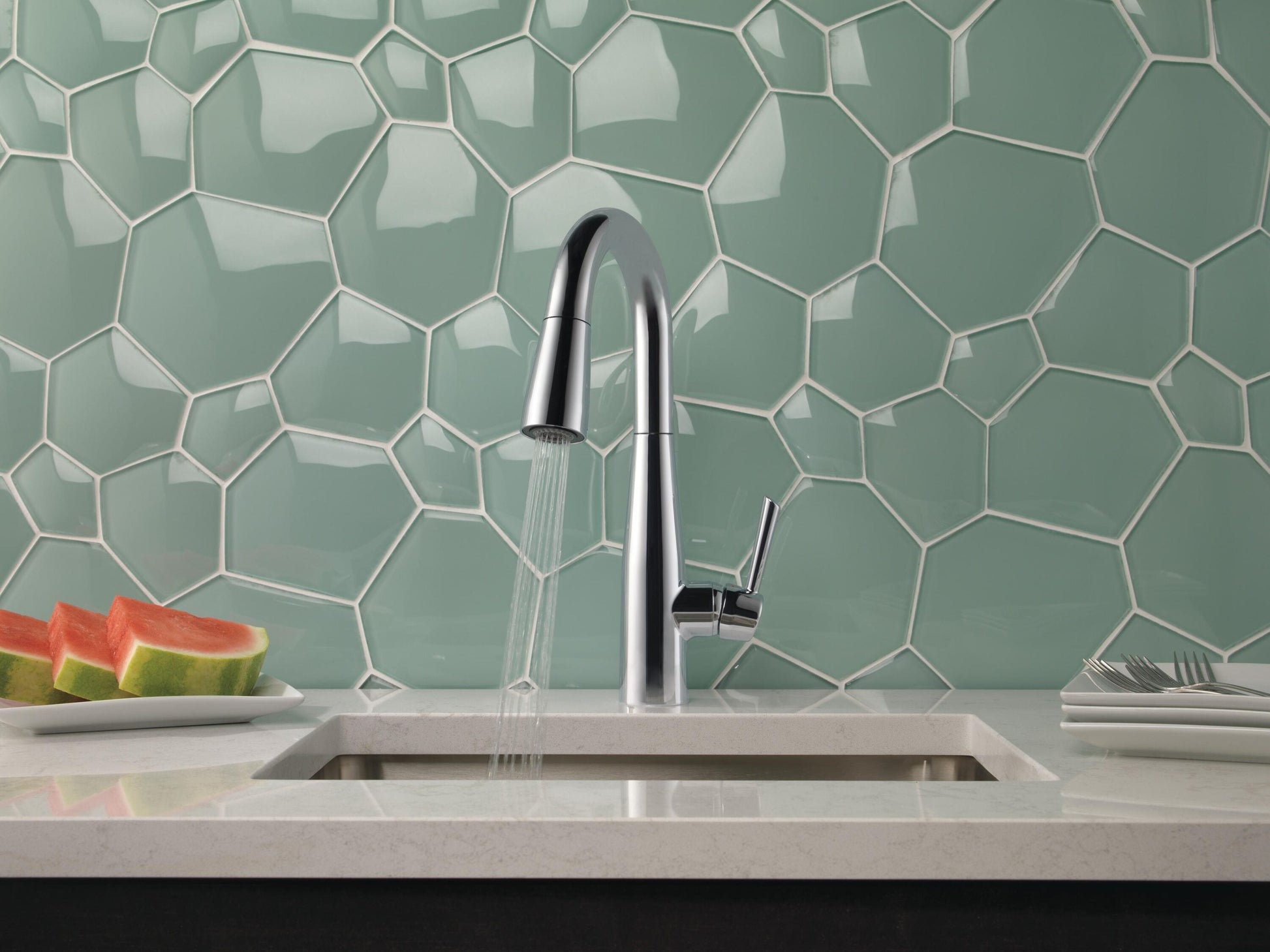 Delta Essa Chrome Single Handle Deck-mount Bar and Prep Kitchen Faucet with Sprayer