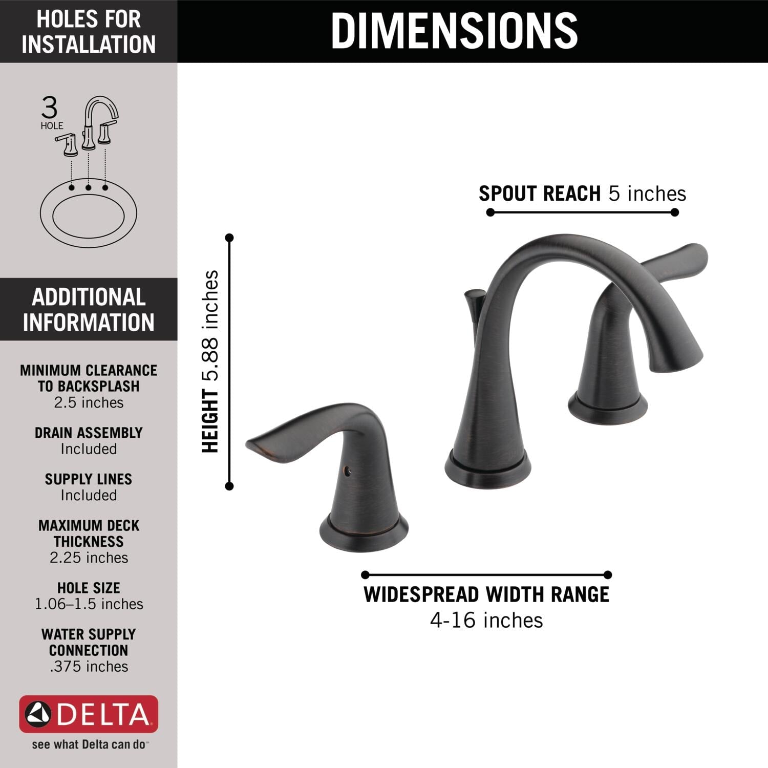 Delta Lahara Two Handle Widespread Bathroom Faucet in Venetian Bronze, 3538-RBMPU-DST, MRSP: $642, FINAL PRICE: $ + TAX
