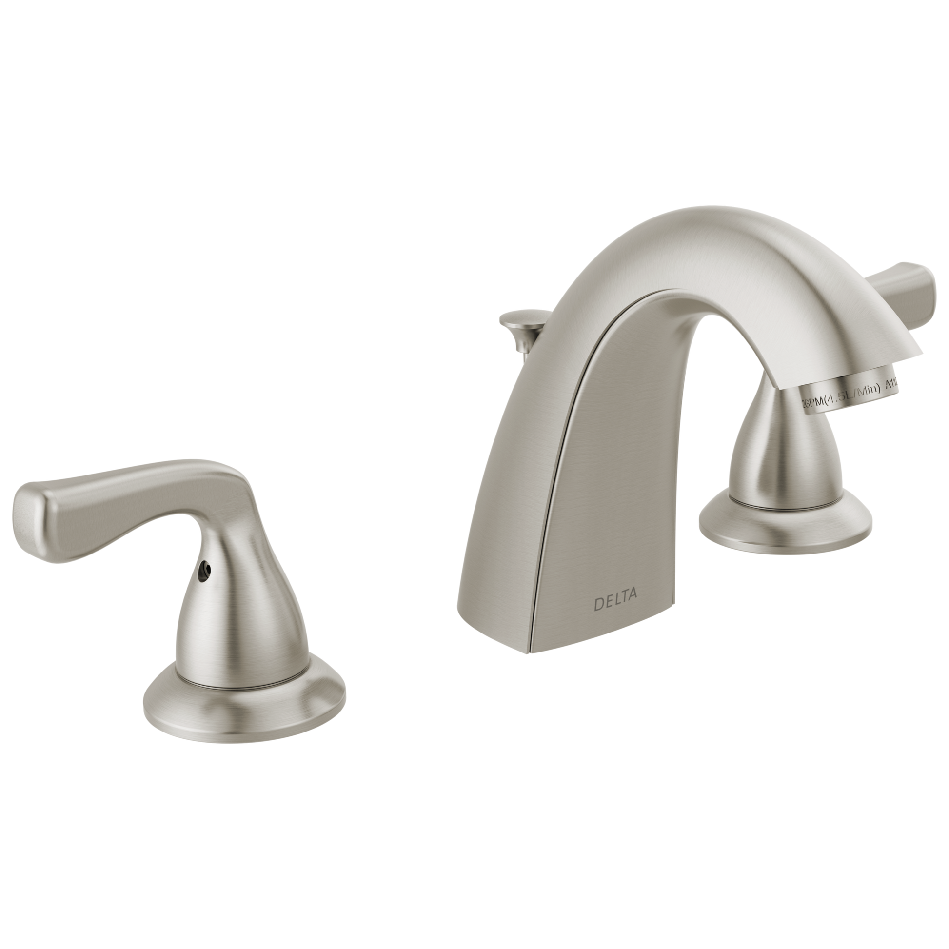 Delta Foundations Brushed Nickel Widespread 2-handle WaterSense Mid-arc Residential Handle Bathroom Sink Faucet with Drain