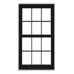 RELIABILT Series 28100 31-1/2-in x 71-1/2-in Black Exterior White Interior Vinyl New Construction Single Hung Window Low-E argon with Grids, (Half Screen Included)