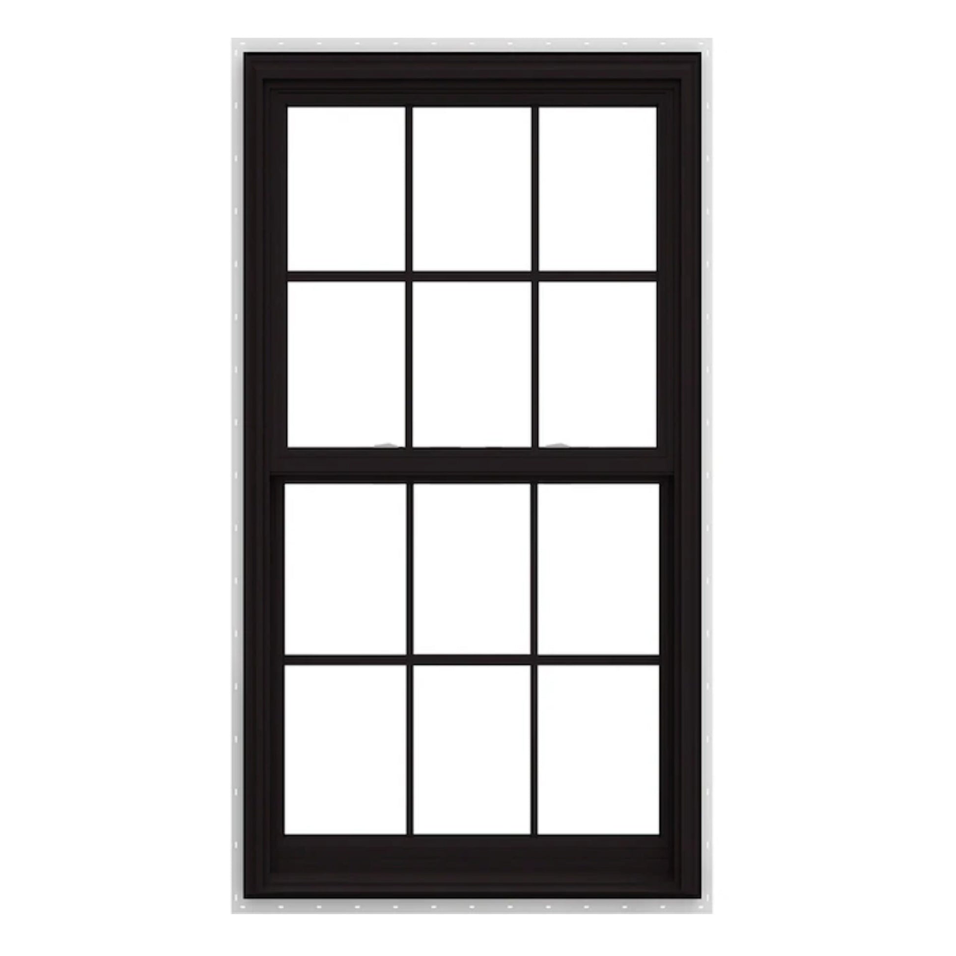 RELIABILT Series 28100 31-1/2-in x 71-1/2-in Black Exterior White Interior Vinyl New Construction Single Hung Window Low-E argon with Grids, (Half Screen Included)