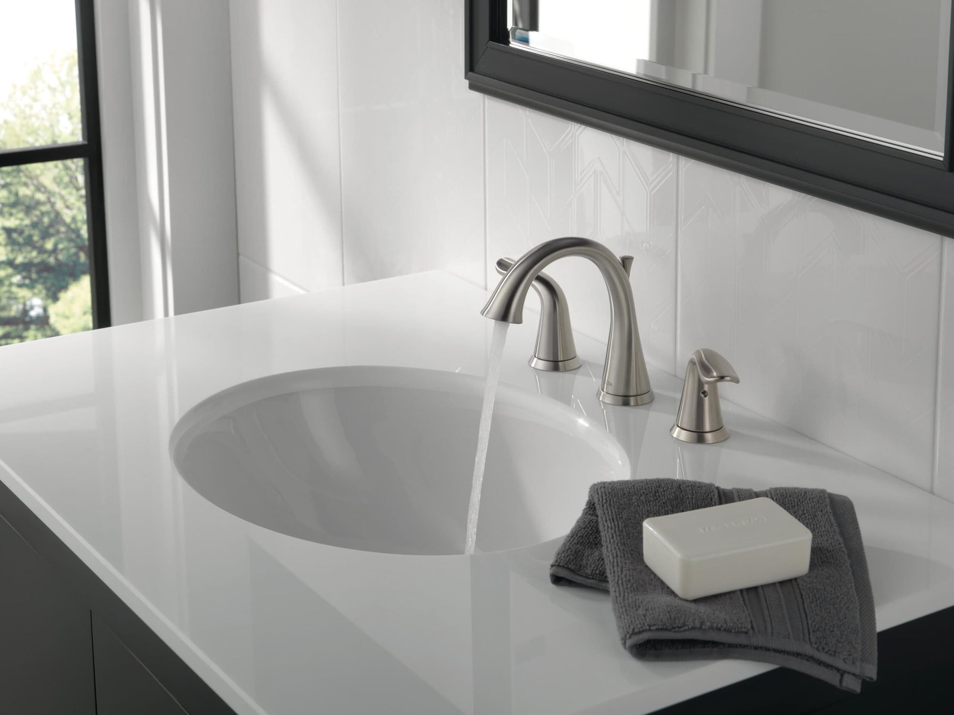 Delta Lahara Two Handle Widespread Bathroom Faucet in Stainless Steel, 3538-SSMPU-DST, MRSP: $250.35, FINAL PRICE: $119.99 + TAX