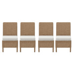 allen + roth Emerald Cove Set of 4 Wicker Brown Steel Frame Stationary Dining Chair with Cream Cushioned Seat