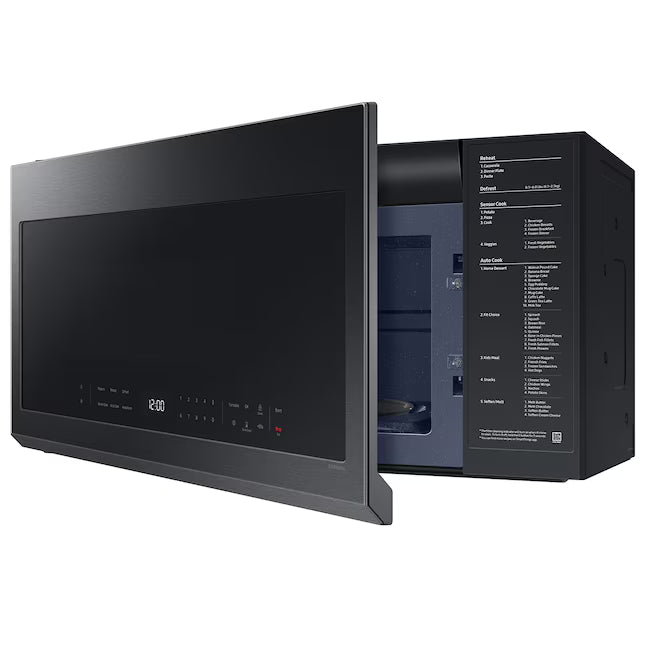 Samsung 2.1-cu ft Over-the-Range Microwave with Sensor Cooking (Matte Black Steel), ME21DG6300MT, MSRP: $509.00, FINAL PRICE: $299.99