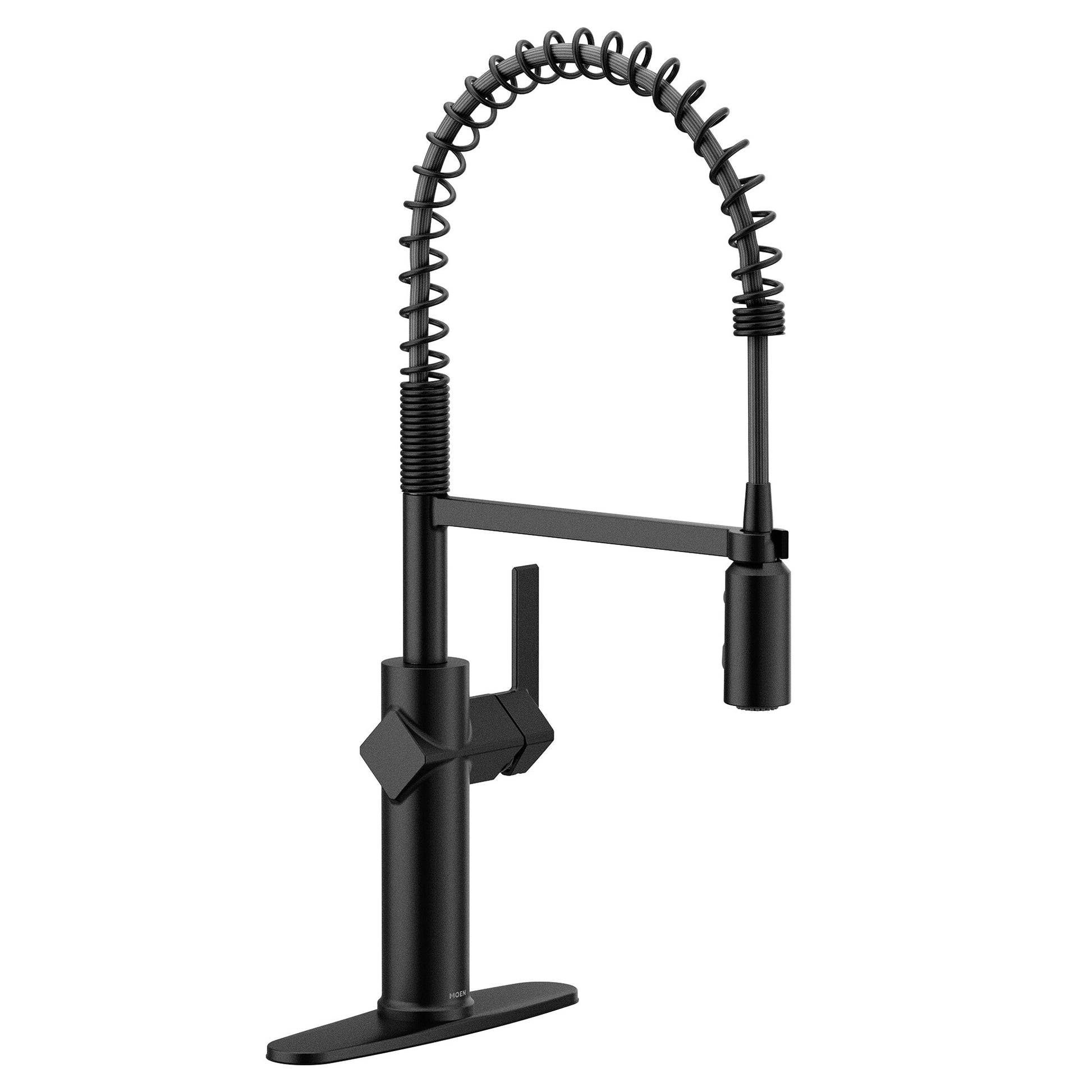 Moen Joric Matte Black Single Handle Deck-mount Pull-down Kitchen Faucet with Sprayer (Includes Deck Plate)
