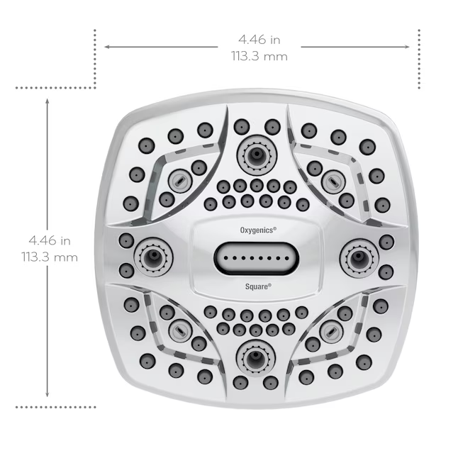 Oxygenics 6.0-Spray Chrome 4.5-in Square High Pressure Shower Head 1.8 GPM, 35288 #5283497 *JR2512, Retail: $39.98, FINAL PRICE: $21.99 + TAX