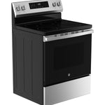GE EasyWash Oven Tray 30-in Glass Top 5 burners 5.3-cu ft Air Fry Convection Oven Freestanding Electric Range ( Stainless Steel )