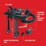 CRAFTSMAN 12-Gallon 5.5 HP Corded Wet/Dry Shop Vacuum with Accessories Included, CMXEVCVVJH1211 *JR2506, [FB293], Retail: $99.00, FINAL PRICE: $59.99 + TAX
