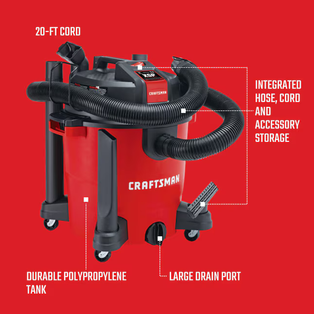 CRAFTSMAN 12-Gallon 5.5 HP Corded Wet/Dry Shop Vacuum with Accessories Included, CMXEVCVVJH1211 *JR2506, [FB293], Retail: $99.00, FINAL PRICE: $59.99 + TAX