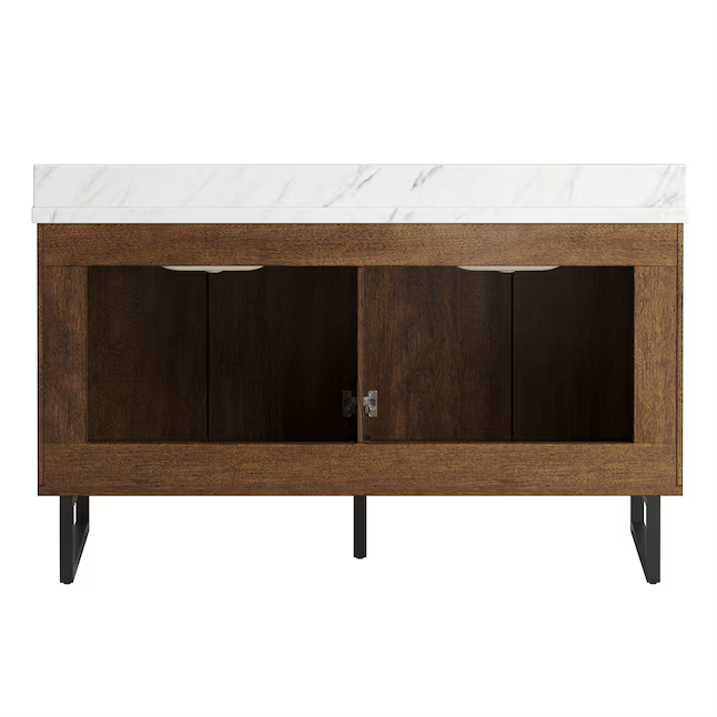 Alpine Reserve Destin 60-in Brown Undermount Double Sink Bathroom Vanity with White Engineered Stone Top, LWSE60VBR, MSRP: $1,289.00, Final Price: $699.99 + TAX