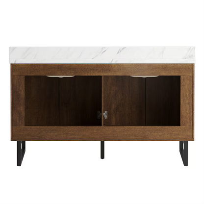Alpine Reserve Destin 60-in Brown Undermount Double Sink Bathroom Vanity with White Engineered Stone Top, LWSE60VBR, MSRP: $1,289.00, Final Price: $699.99 + TAX