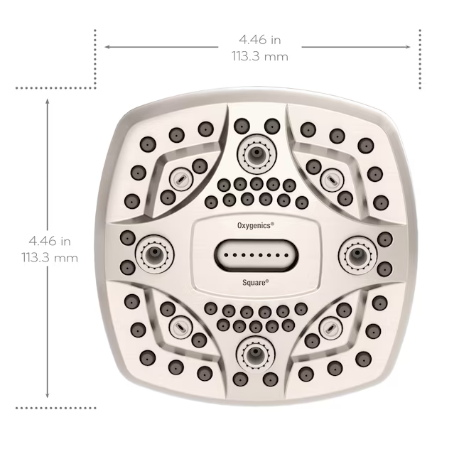 Oxygenics 6.0-Spray Brushed Nickel 4.5-in Square High Pressure Shower Head 1.8 GPM, 35588 #5283494 , Retail: $44.98, FINAL PRICE: $24.99 + TAX