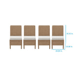 allen + roth Emerald Cove Set of 4 Wicker Brown Steel Frame Stationary Dining Chair with Cream Cushioned Seat