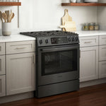 Bosch 800 Series 30-in 5 burners 4.8-cu ft Convection Oven Slide-In Natural Gas Range ( Black Stainless Steel )