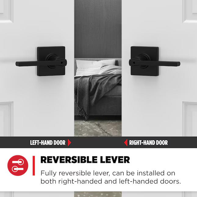 Kwikset Casey Matte Black Interior Bed/Bath Privacy Door Handle, 93002-944 *HD2509, Retail: $20.00, FINAL PRICE: $14.99 + TAX