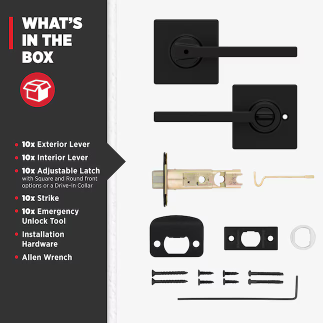 Kwikset Casey Matte Black Interior Bed/Bath Privacy Door Handle, 93002-944 *HD2509, Retail: $20.00, FINAL PRICE: $14.99 + TAX