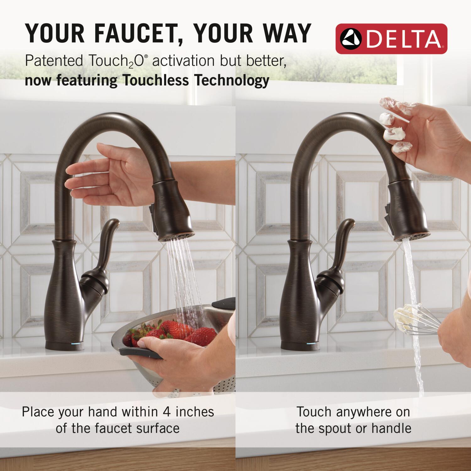 Delta Leland Touch2O Technology Kitchen Faucet with Touchless Technology in Venetian Bronze, 9178TL-RB-DST