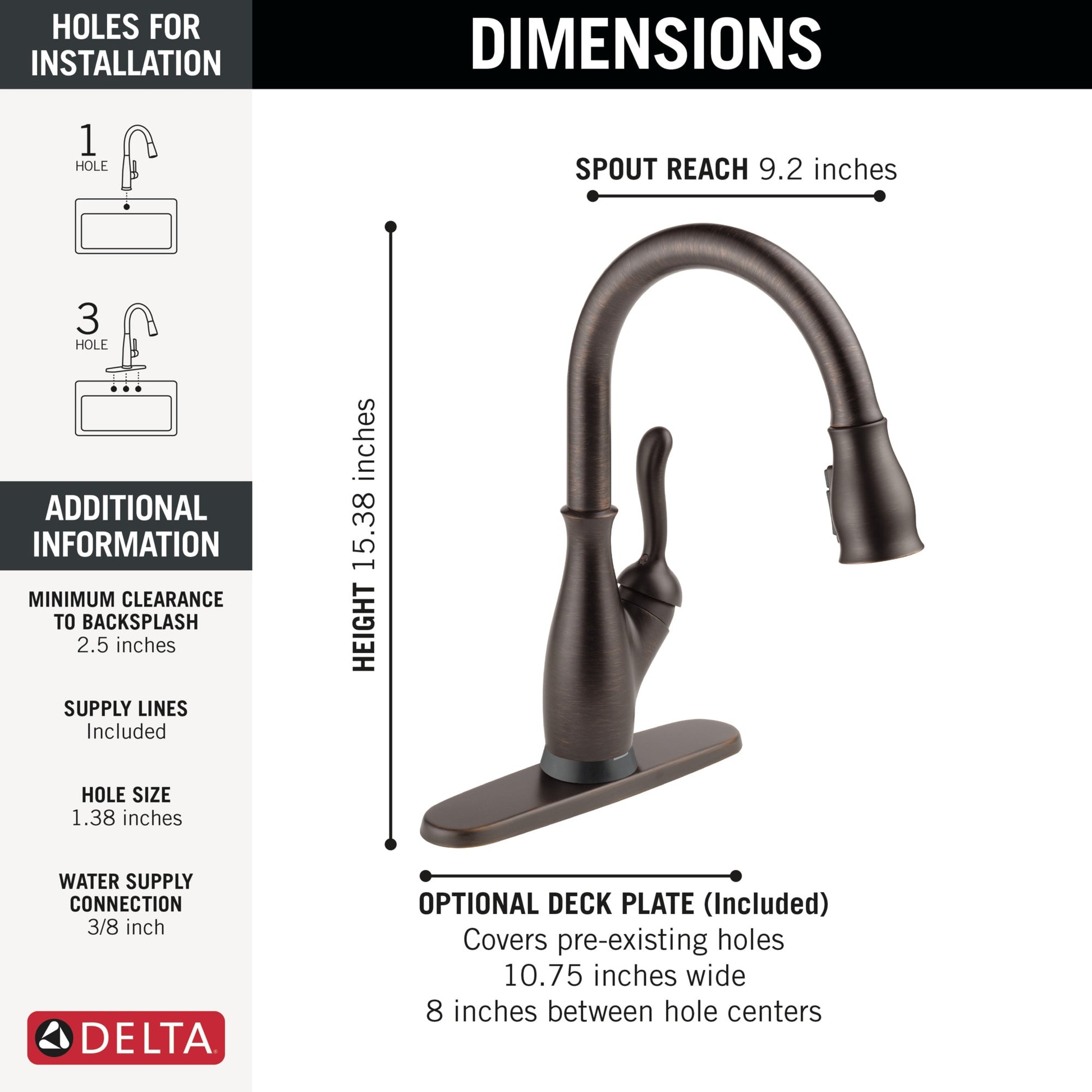 Delta Leland Touch2O Technology Kitchen Faucet with Touchless Technology in Venetian Bronze, 9178TL-RB-DST