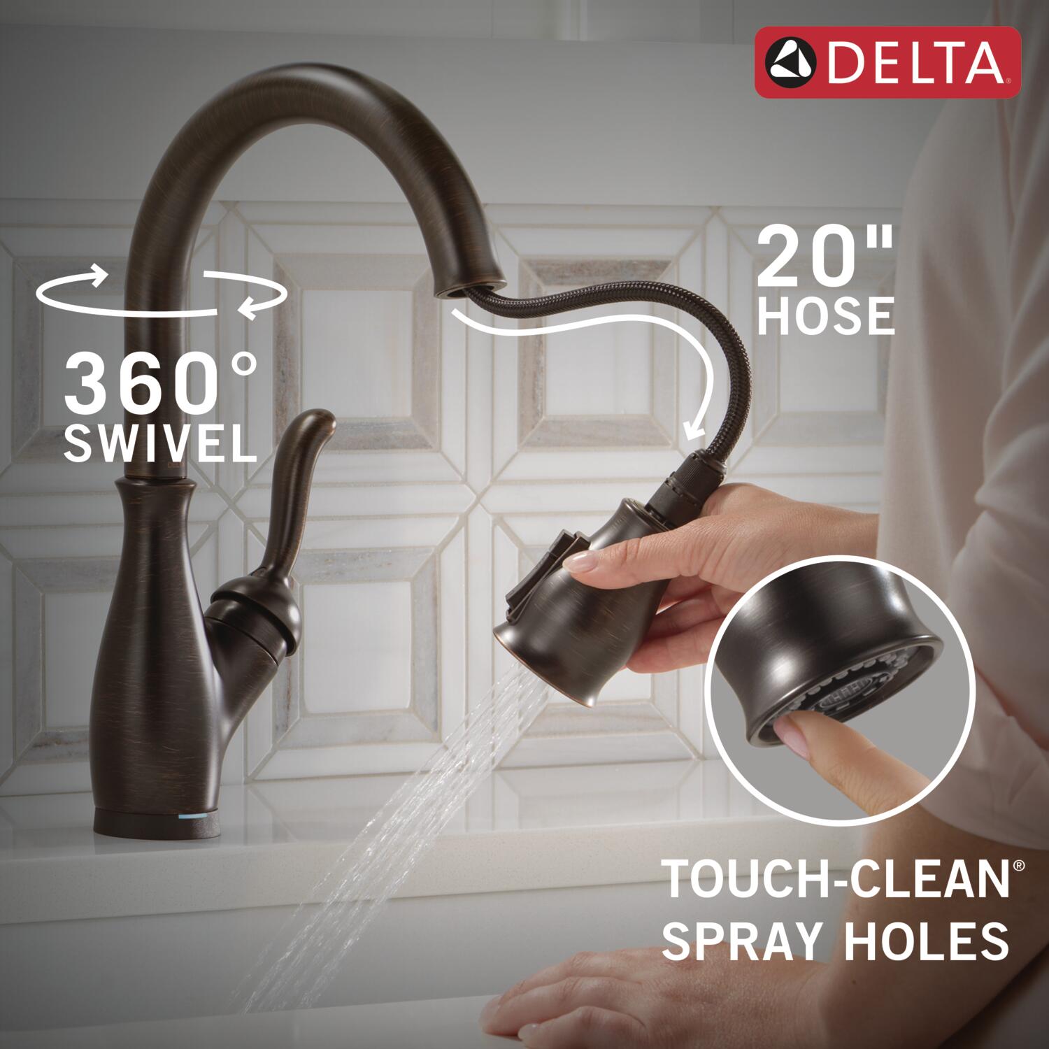 Delta Leland Touch2O Technology Kitchen Faucet with Touchless Technology in Venetian Bronze, 9178TL-RB-DST