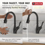 Delta Leland VoiceIQ Kitchen Faucet with Touch2O Technology with Touchless Technology in Matte Black, 9178TLV-BL-DST, MRSP: $1109.7, FINAL PRICE: $399.99 + TAX