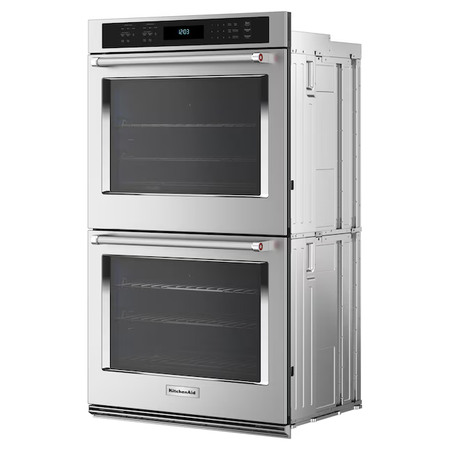 KitchenAid 27-in Double Electric Wall Oven with Air Fry Self-cleaning (Stainless Steel with PrintShield Finish), KOED527PSS *HD2507, Retail: $3,869.00, FINAL PRICE: $1,999.99 + TAX