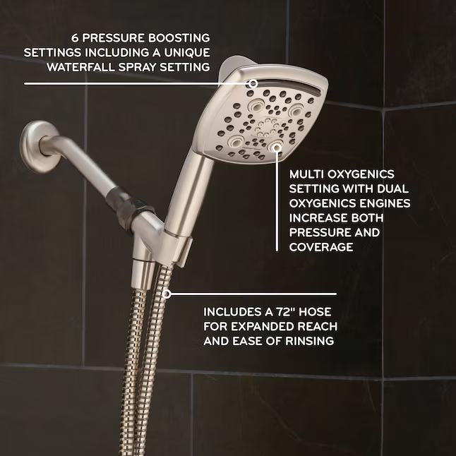 Oxygenics Marvel 6.0-Spray Brushed Nickel 4.88-in Square High Pressure Handheld Shower Head 1.8 GPM, 55489 #1227797  *JR2512, Retail: $47.48, FINAL PRICE: $27.99 + TAX