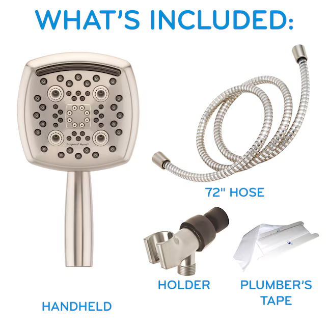 Oxygenics Marvel 6.0-Spray Brushed Nickel 4.88-in Square High Pressure Handheld Shower Head 1.8 GPM, 55489 #1227797  *JR2512, Retail: $47.48, FINAL PRICE: $27.99 + TAX
