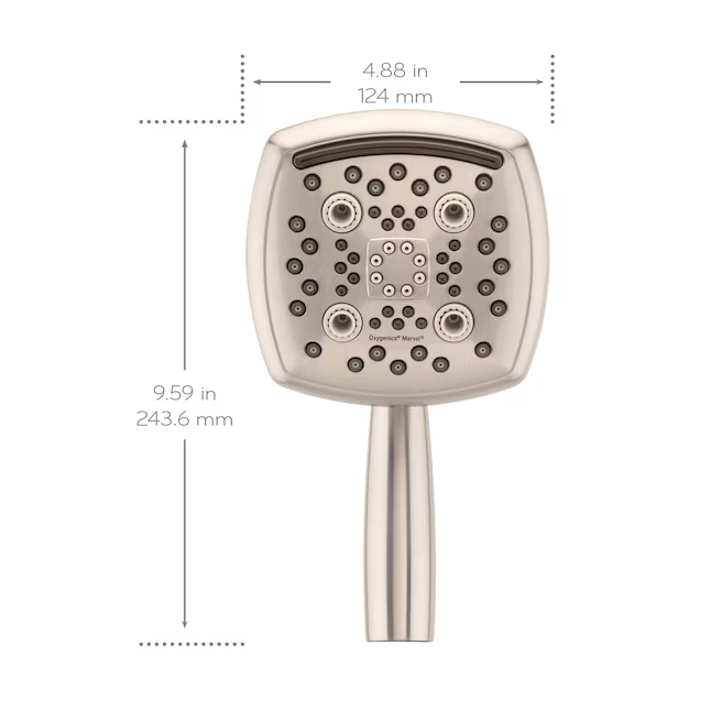 Oxygenics Marvel 6.0-Spray Brushed Nickel 4.88-in Square High Pressure Handheld Shower Head 1.8 GPM, 55489 #1227797  *JR2512, Retail: $47.48, FINAL PRICE: $27.99 + TAX