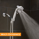 Oxygenics PowerSelect 7.0 -Spray Chrome 4-in Polygon High Pressure Handheld Shower Head 1.75 GPM