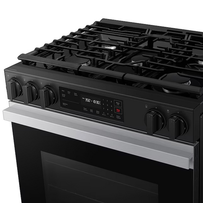 Samsung Bespoke 30-in 5 Burners 6-cu ft Self-cleaning Slide-in Smart Natural Gas Range (Stainless Steel), NSG6DG8100SR/AA *BD